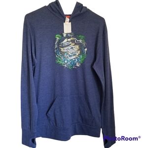 NWT Womens Lightweight Blue Lilac Ocean Hoodie Sweatshirt Size Medium